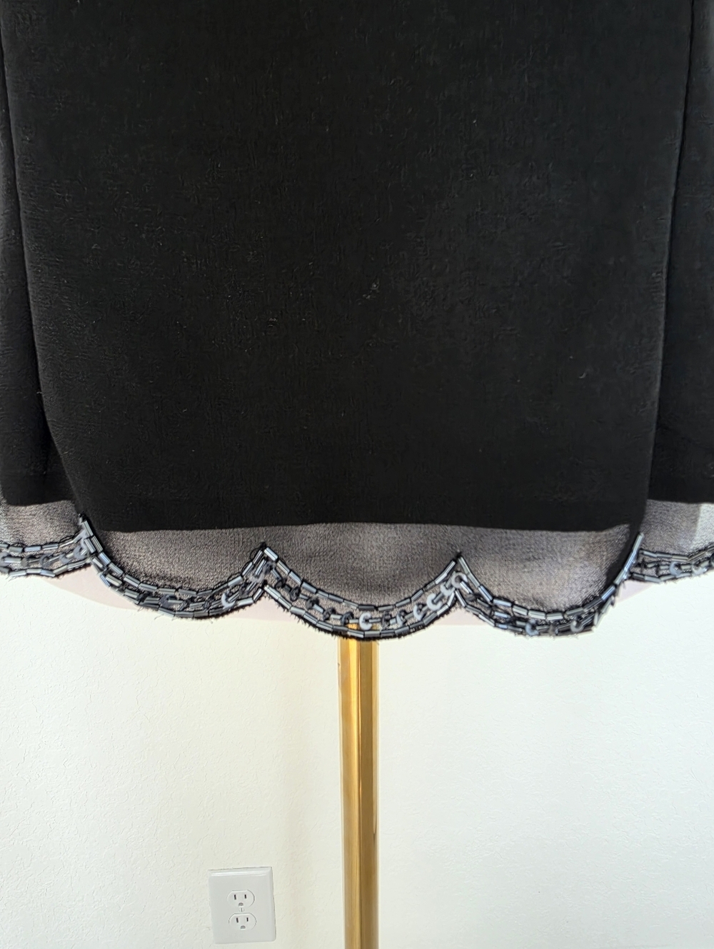 Vintage 90s Beaded Sequin Top Y2K Sheer Black Party Coquette Goth M - Picture 7 of 13